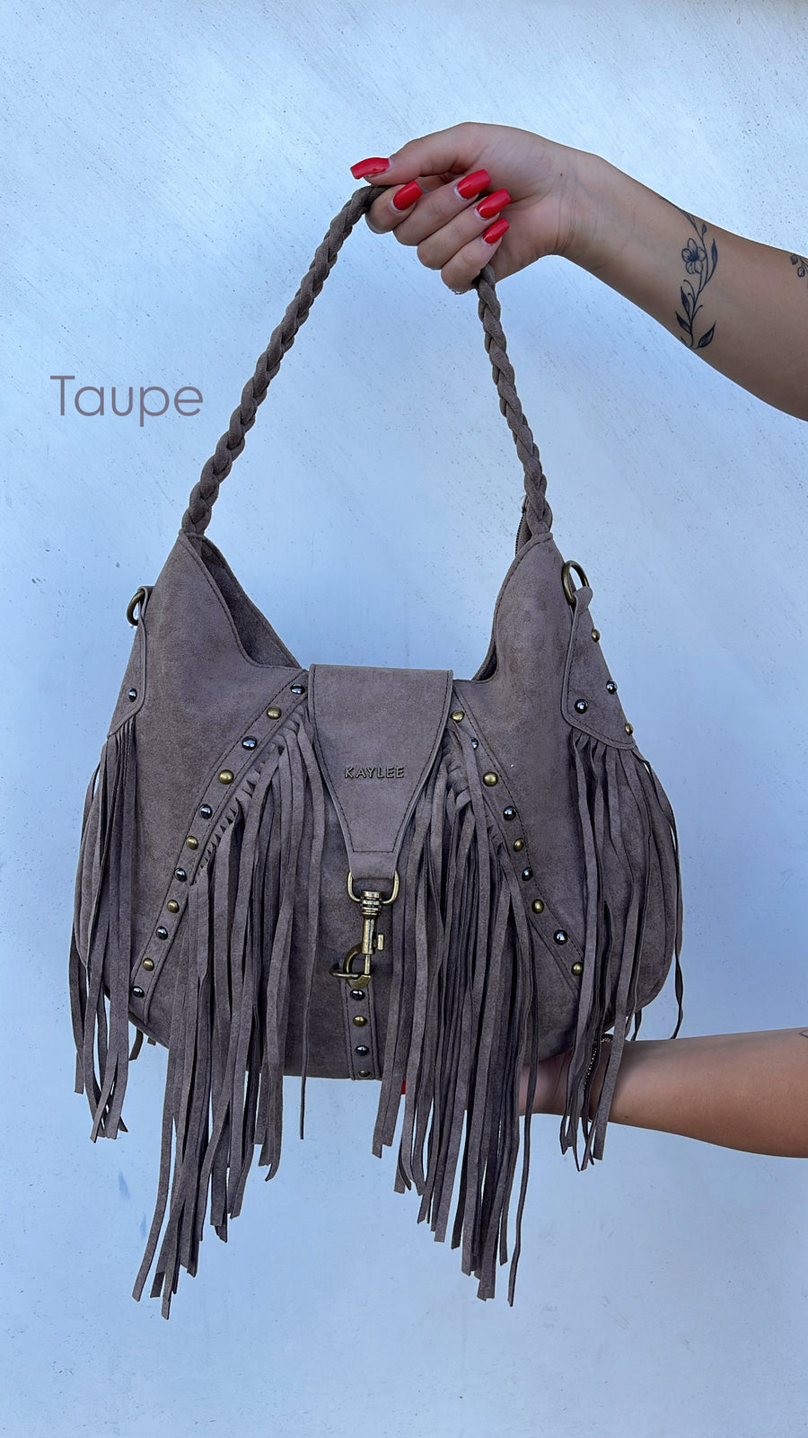 Borsa Frange Taupe